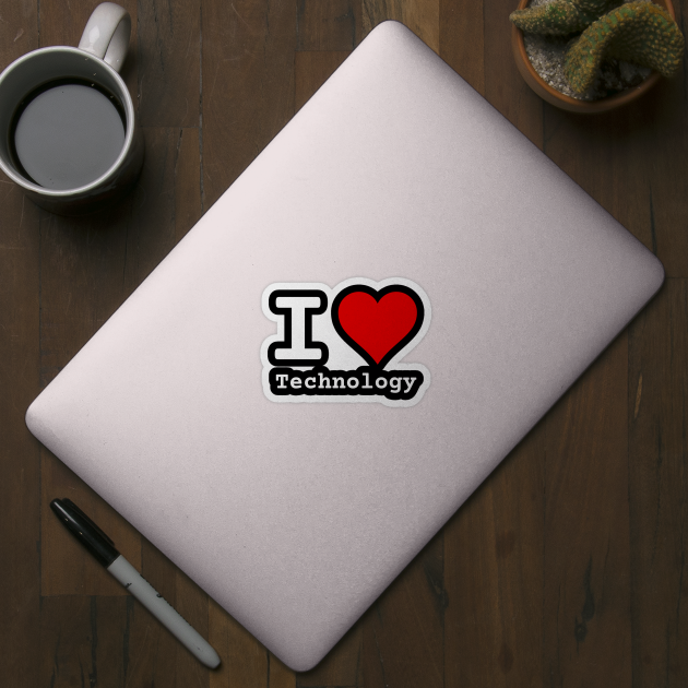 I Love Technology | Stylized Heart Logo White by aRtVerse